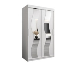 Arte Stylish Mirrored Sliding Door Wardrobe In White With Spacious Shelves (H)2000mm (W)1200mm (D)620mm - thumbnail 1