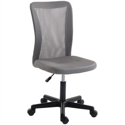 Armless Office Chair, Swivel Desk Chair W/ Adjustable Height Grey - image 1