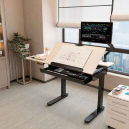 Dellonda Electric Standing Drafting Desk Ergonomic Drawing Sit/stand Table 0-40 Degree Tilt - thumbnail 3