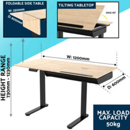 Dellonda Electric Standing Drafting Desk Ergonomic Drawing Sit/stand Table 0-40 Degree Tilt - thumbnail 2