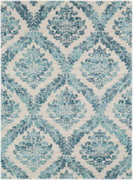 Livabliss Harput-Vintage Blue Grey Ivory Traditional Boho Living Dining Bedroom Rug 160 X 220 Cm Easy Care, Non Shedding