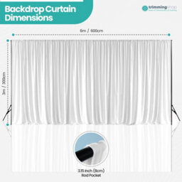 Neel Blue 3X6 Metres Ice Silk Backdrop Photography Curtains, White - thumbnail 2