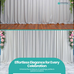 Neel Blue 3X6 Metres Ice Silk Backdrop Photography Curtains, White - thumbnail 9