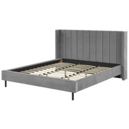 Beliani Bed Velvet Villette 180 X 200 Cm (Eu Super King) Grey - thumbnail 6