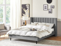 Beliani Bed Velvet Villette 180 X 200 Cm (Eu Super King) Grey - thumbnail 2