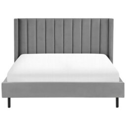 Beliani Bed Velvet Villette 180 X 200 Cm (Eu Super King) Grey - thumbnail 4
