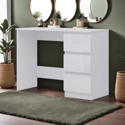 Fwstyle 3 Drawer Dressing Table Vanity Table White Gloss (H) 72 (W) 99 (D) 40Cm - thumbnail 1