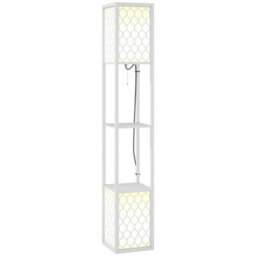 Homcom 2-Light Modern Floor Lamp With Shelves For Living Room, Bedroom, White - thumbnail 2