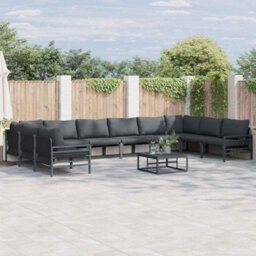 Berkfield Stylish Garden Sofa Set 11 Pcs Anthracite Steel - thumbnail 2