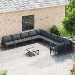 Berkfield Stylish Garden Sofa Set 11 Pcs Anthracite Steel - thumbnail 3