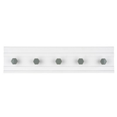 Livivo Wall Mounted Floating Coat Rack - Modern, Sleek, Space-Saving Clothes Hanger With 5 Hooks - White & Grey - image 1
