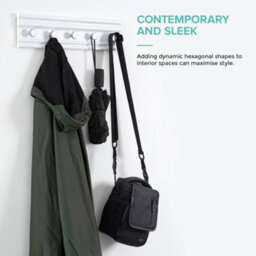 Livivo Wall Mounted Floating Coat Rack - Modern, Sleek, Space-Saving Clothes Hanger With 5 Hooks - White & Grey - thumbnail 6