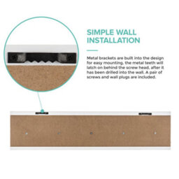Livivo Wall Mounted Floating Coat Rack - Modern, Sleek, Space-Saving Clothes Hanger With 5 Hooks - White & Grey - thumbnail 8