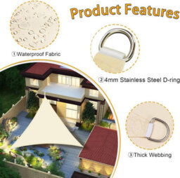 Beige 4.5Mx4.5M Shade Sail Uv Resistant - thumbnail 4