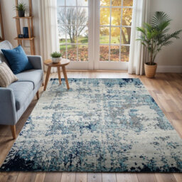 Livabliss Sunderland-Abstract Blue Grey Modern Marble Living Dining Bedroom Rug 120 X 170 Cm Easy Care, Non Shedding - thumbnail 2