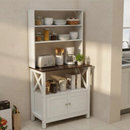 Tall Sideboard Cabinet 3Tier Storage Cupboard Kitchen Dining Room Buffet Unit - thumbnail 4