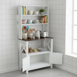Tall Sideboard Cabinet 3Tier Storage Cupboard Kitchen Dining Room Buffet Unit - thumbnail 5