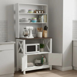 Tall Sideboard Cabinet 3Tier Storage Cupboard Kitchen Dining Room Buffet Unit - thumbnail 1