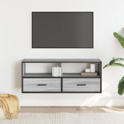 Berkfield Tv Cabinet Grey Sonoma 100X31X39.5 Cm Engineered Wood And Metal - thumbnail 3