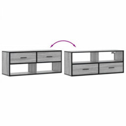 Berkfield Tv Cabinet Grey Sonoma 100X31X39.5 Cm Engineered Wood And Metal - thumbnail 7