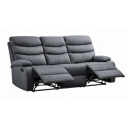 Kidsaw 3 Seater Manual Recliner Sofa Dark Grey Pu Fabric - thumbnail 3