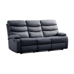 Kidsaw 3 Seater Manual Recliner Sofa Dark Grey Pu Fabric - thumbnail 2