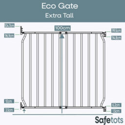 Safetots Extra Tall Eco Screw Fit Baby Gate, White, 80Cm - 90Cm, Extra Tall Gate 100Cm In Height, Stair Gate For Baby - thumbnail 3