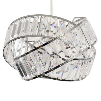 Valuelights Hudson Polished Chrome And Clear Acrylic Jewel Intertwined Rings Design Ceiling Light Shade (D)30Cm - image 1