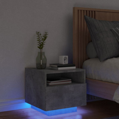 Berkfield Bedside Cabinet With Led Lights Concrete Grey 40X39X37 Cm - image 1