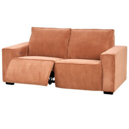 Beliani Electric Recliner Sofa 2 Seater Nukari Corduroy Orange - thumbnail 6