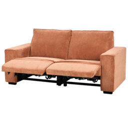 Beliani Electric Recliner Sofa 2 Seater Nukari Corduroy Orange - thumbnail 7