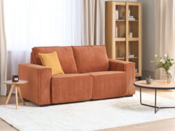 Beliani Electric Recliner Sofa 2 Seater Nukari Corduroy Orange - thumbnail 2