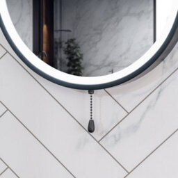 Valuelights Mirror Matte Black Ip44 Rated Round Bathroom Battery Operated 41Cm Mirror Light - thumbnail 4