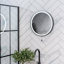 Valuelights Mirror Matte Black Ip44 Rated Round Bathroom Battery Operated 41Cm Mirror Light - thumbnail 5
