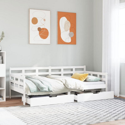 Berkfield Daybed With Drawers Without Mattress White 90X200 Cm Solid Wood - image 1