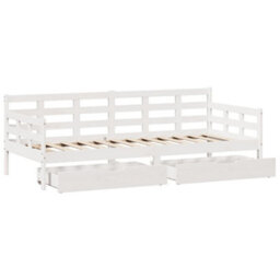 Berkfield Daybed With Drawers Without Mattress White 90X200 Cm Solid Wood - thumbnail 9