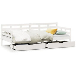 Berkfield Daybed With Drawers Without Mattress White 90X200 Cm Solid Wood - thumbnail 2