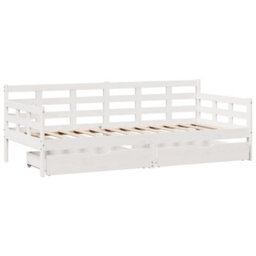 Berkfield Daybed With Drawers Without Mattress White 90X200 Cm Solid Wood - thumbnail 3
