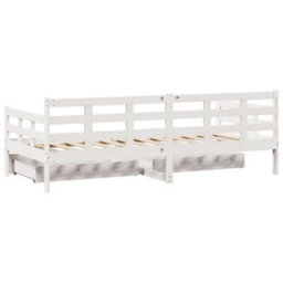 Berkfield Daybed With Drawers Without Mattress White 90X200 Cm Solid Wood - thumbnail 6