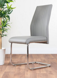 Furniturebox Sorrento White High Gloss And Chrome Dining Table And 6 Elephant Grey Lorenzo Dining Chairs - thumbnail 7