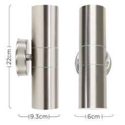 Valuelights Up Down Silver Stainless Steel Outdoor Security Wall Light - thumbnail 7