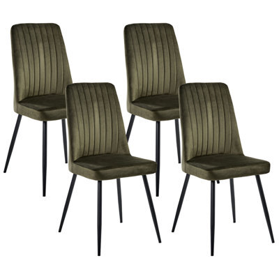 Beliani Set Of 4 Dining Chairs Kirby Velvet Dark Green - image 1