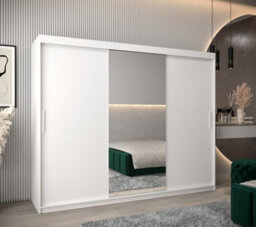 Arte Tokyo 01 Contemporary Mirrored 3 Sliding Door Wardrobe 9 Shelves 2 Rails White Matt (H)2000mm (W)2500mm (D)620mm - thumbnail 2
