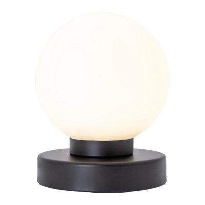 Happy Homewares Contemporary Opal Glass Globe Table Lamp With Matte Black Round Base - image 1