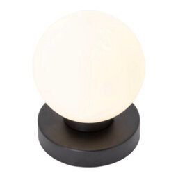 Happy Homewares Contemporary Opal Glass Globe Table Lamp With Matte Black Round Base - thumbnail 2