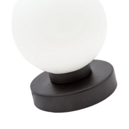 Happy Homewares Contemporary Opal Glass Globe Table Lamp With Matte Black Round Base - thumbnail 4