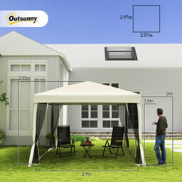 Outsunny 2.97 X 2.97M Gazebo Canopy Pop Up Tent Mesh Screen Garden Shade Mesh - thumbnail 3