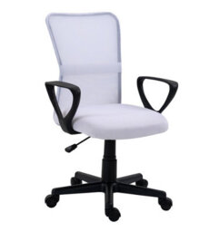 Nordlys Adjustable White Fabric Office Chair With Mesh Back Vintage Style Bedroom - thumbnail 2