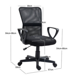 Nordlys Adjustable White Fabric Office Chair With Mesh Back Vintage Style Bedroom - thumbnail 6