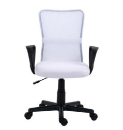 Nordlys Adjustable White Fabric Office Chair With Mesh Back Vintage Style Bedroom - thumbnail 9